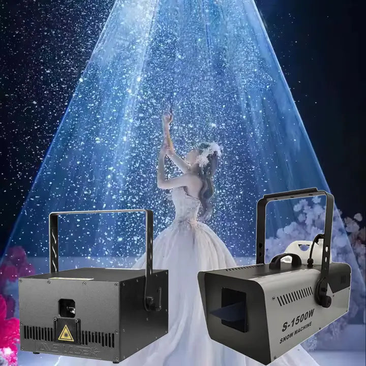Full color animated wedding laser light two piece set with diamond rain effect