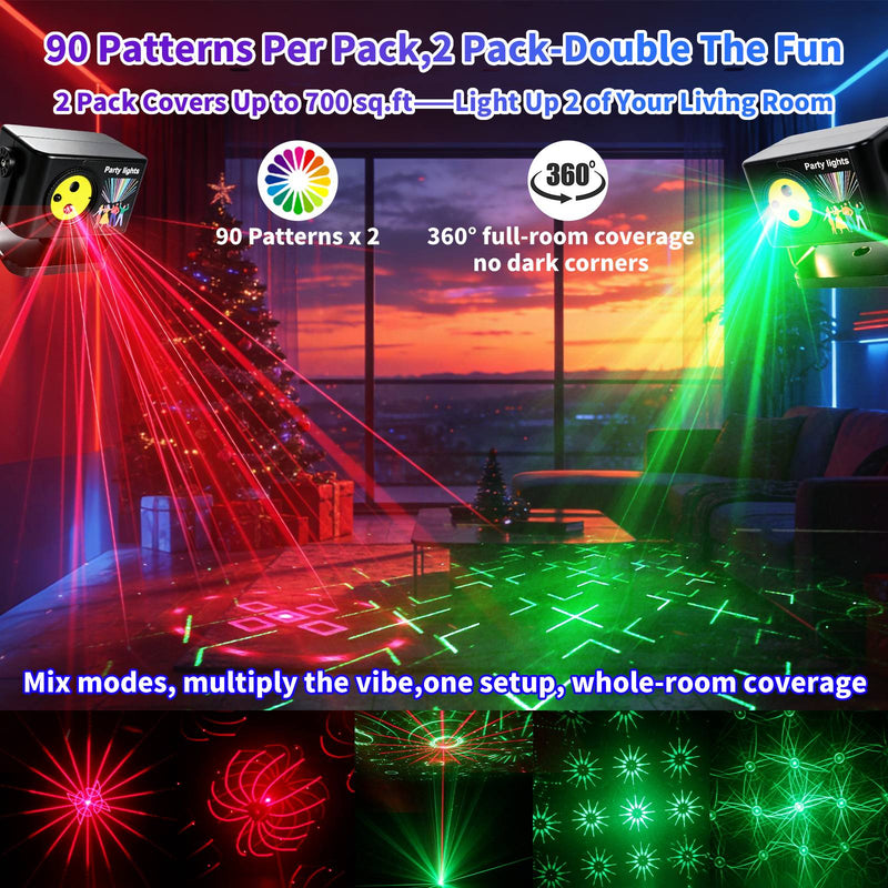 Mini Red & Green Party Lights (2-Pack)