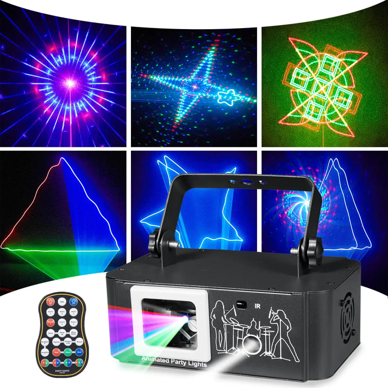 Single projection animated DJ party laser light