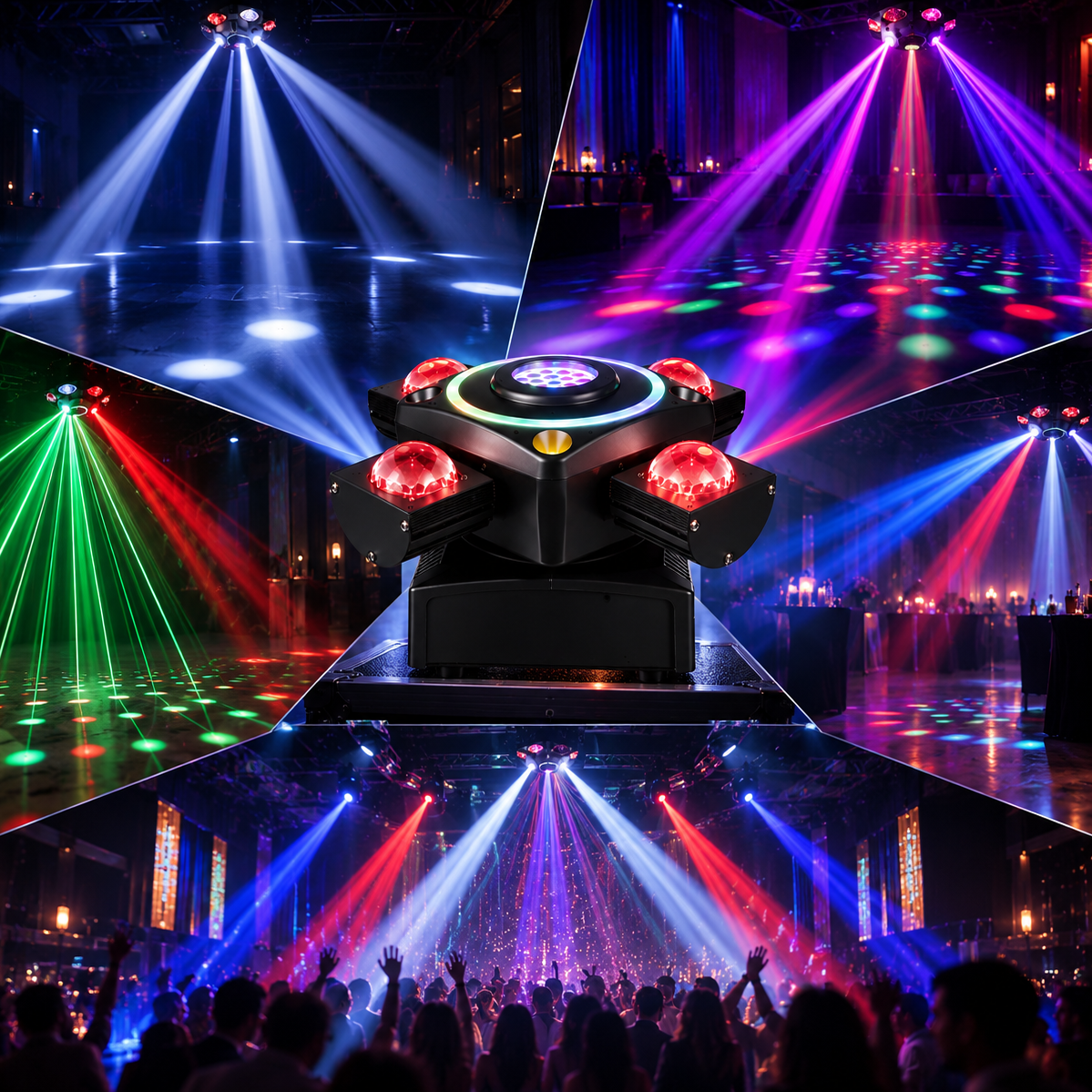Luces de fiesta de haz de cuatro brazos