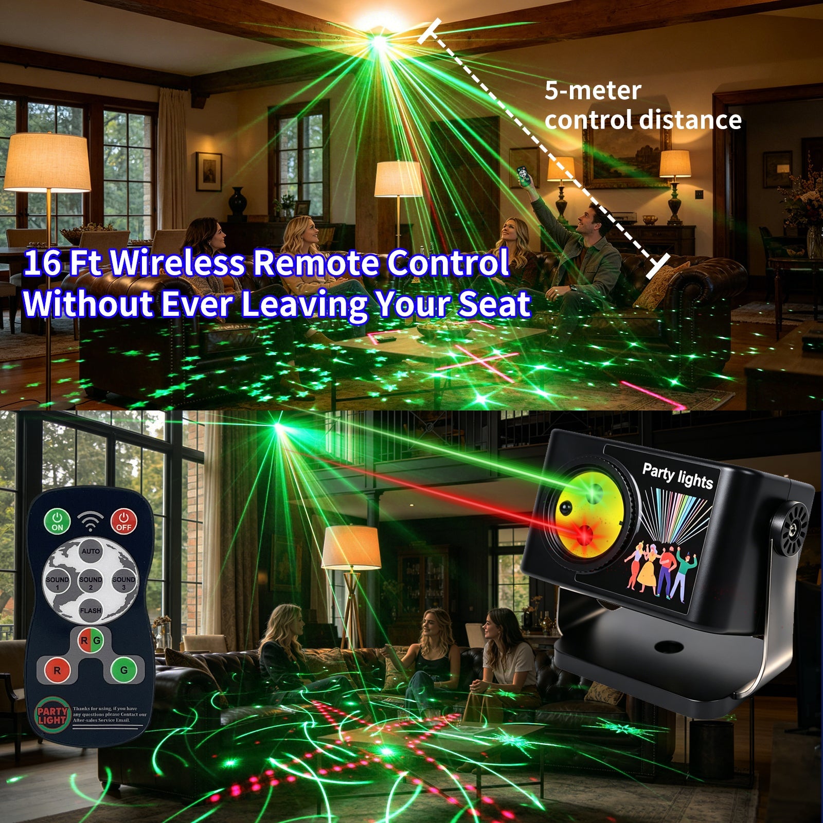 Mini Red & Green Party Lights (2-Pack)
