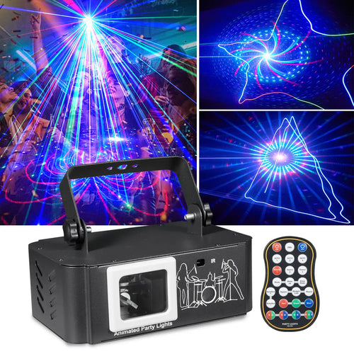 Single projection animated DJ party laser light