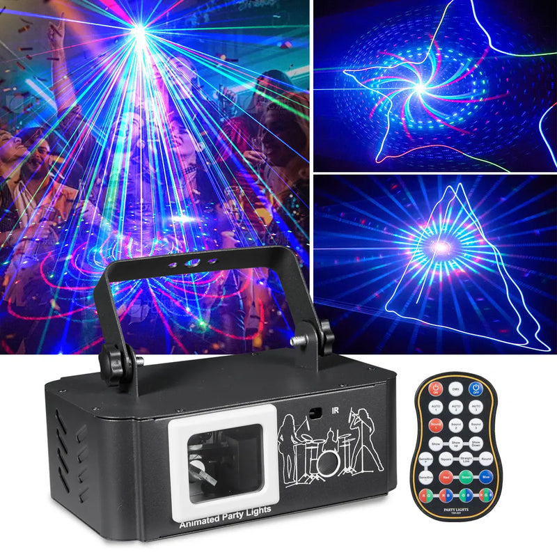 Single projection animated DJ party laser light