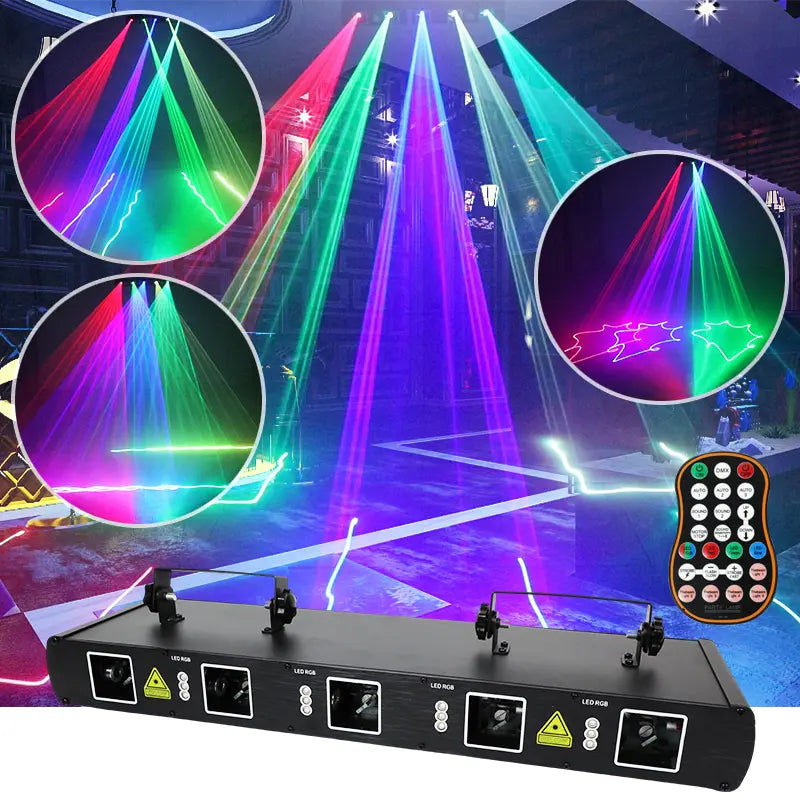Five-hole RGB pattern scanning laser light