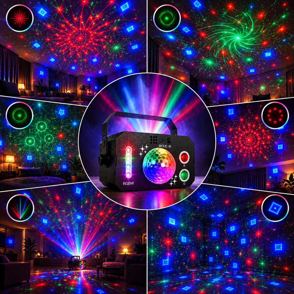 7-Eye LED, Laser & Magic Ball Party Light