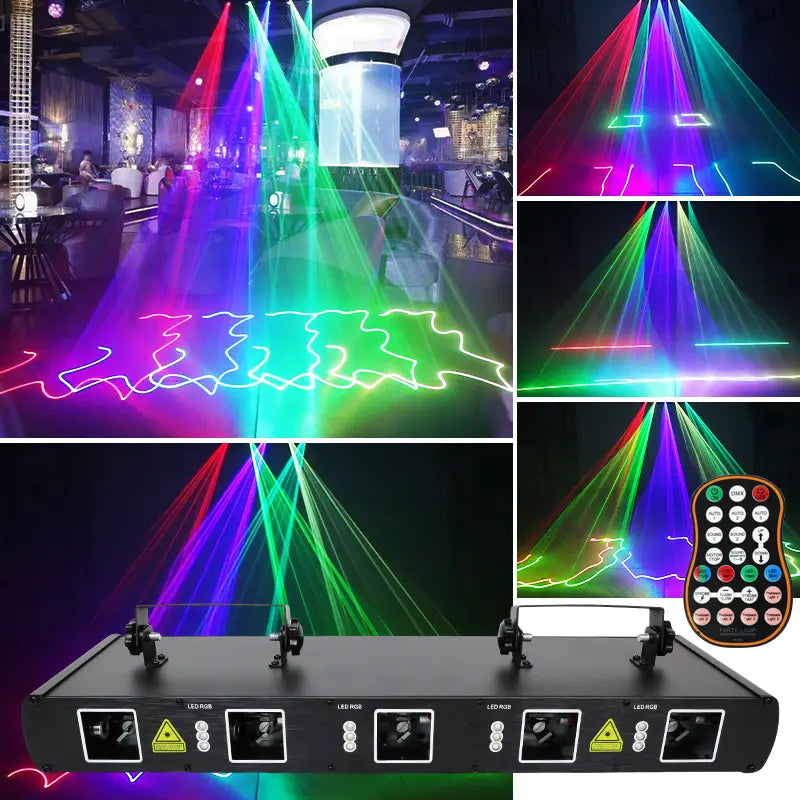 Five-hole RGB pattern scanning laser light