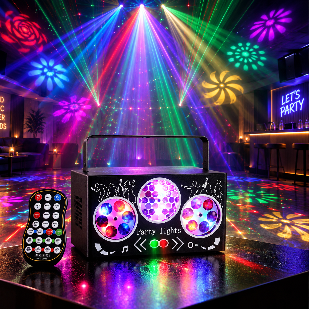 Buntes Kaleidoskop-Muster Laserlicht