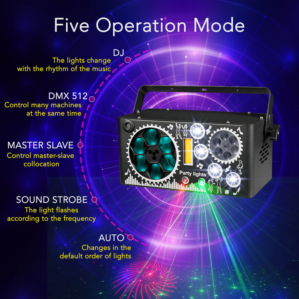 M5 World Windows 7-in-1 Laserlicht | 15W RGB DMX512 Bühnen-Partylichter – Luzshow