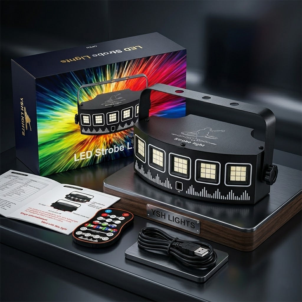 F2 45-LED Vollfarb-Stroboskoplicht | 6-Farben USB-Bühnen-Party-Stroboskoplicht - Luzshow