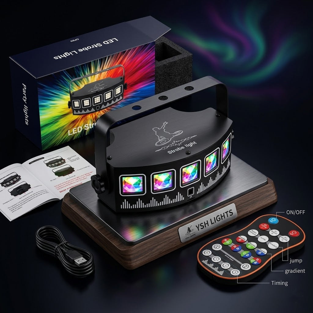 F2 45-LED Vollfarb-Stroboskoplicht | 6-Farben USB-Bühnen-Party-Stroboskoplicht - Luzshow