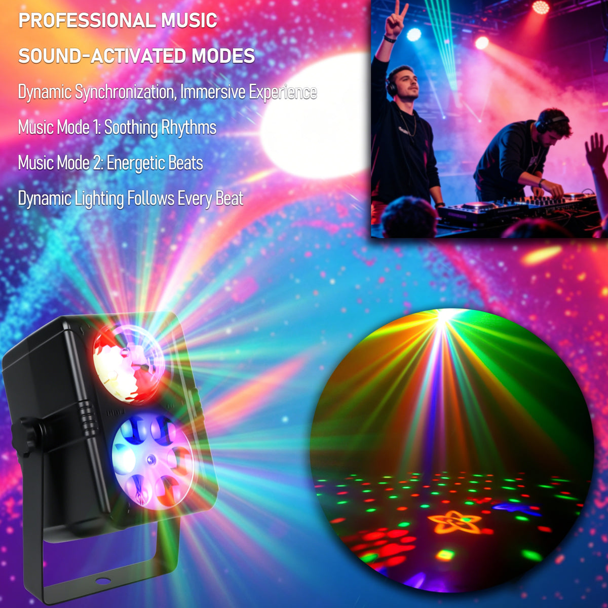 F3 Mini Magic GOBO Licht | 10W 5-Farben LED+GOBO USB Bühnen-Partylampe - Luzshow