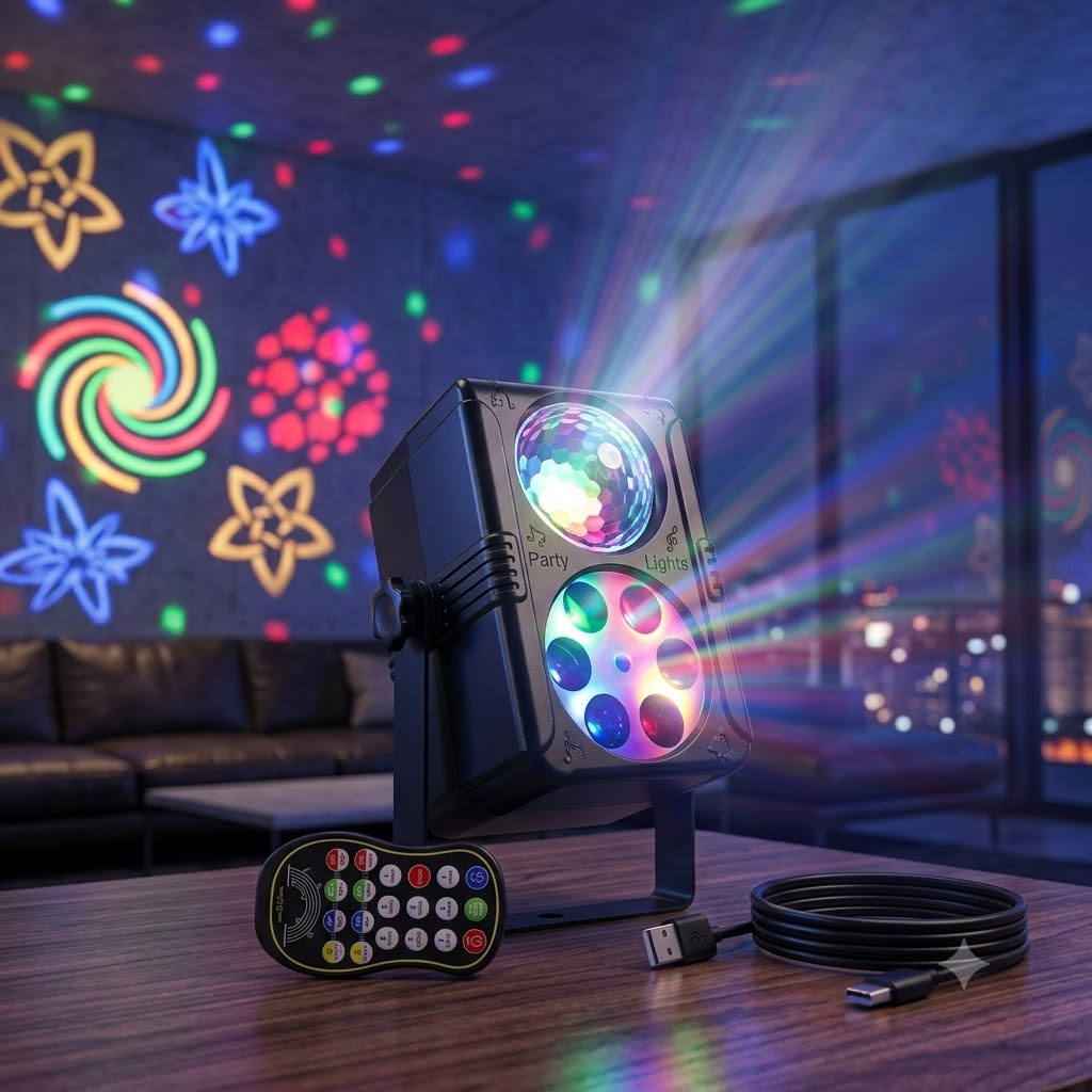 F3 Mini Magic GOBO Licht | 10W 5-Farben LED+GOBO USB Bühnen-Partylampe - Luzshow