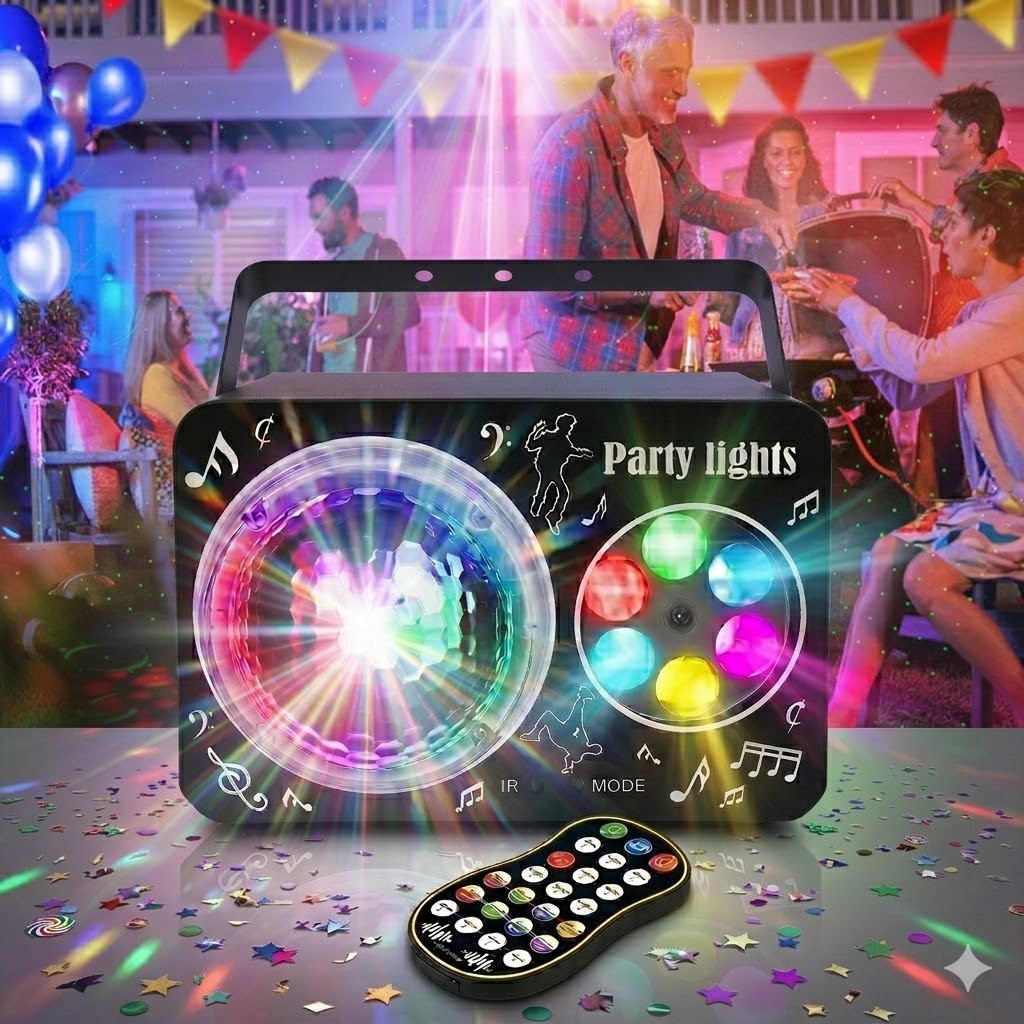 F4 Muster Magic Ball Party Licht |Disco Licht 5-Farben LED+GOBO USB-Bühnenlicht - Luzshow