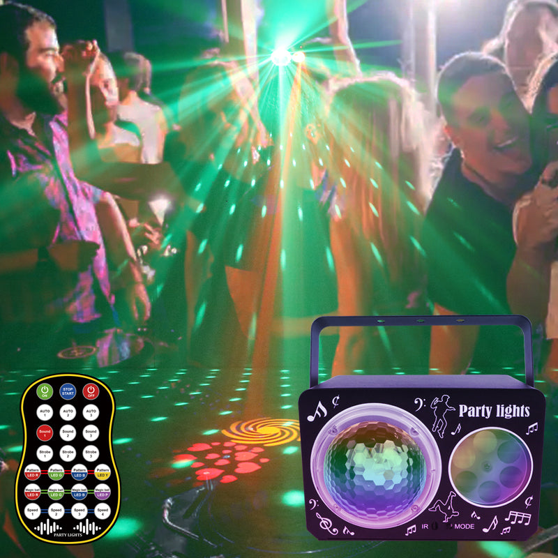 F4 Muster Magic Ball Party Licht |Disco Licht 5-Farben LED+GOBO USB-Bühnenlicht - Luzshow