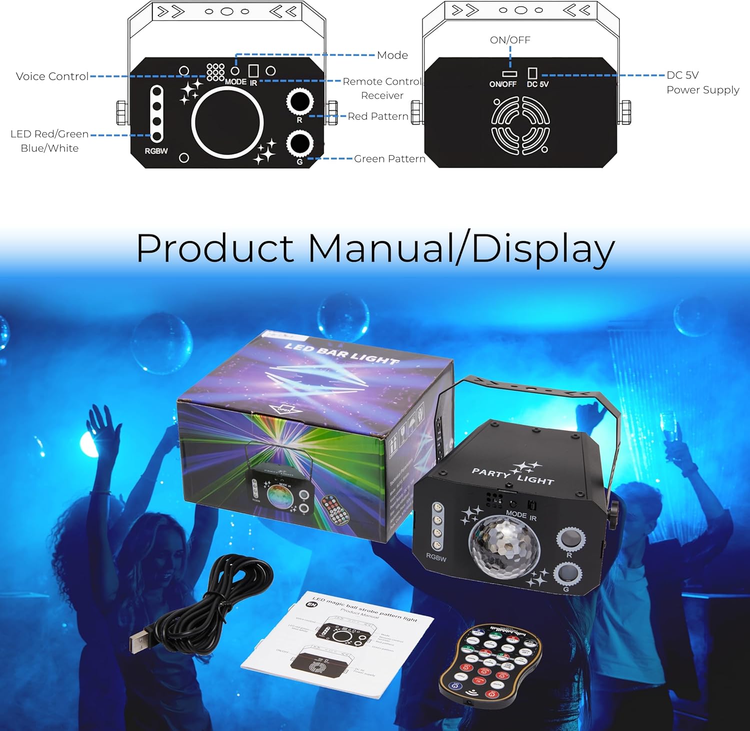 M13 7-Eye Little Demon King Party Light | LED+Laser+Magic Ball RGB Bühnenpartylicht - Luzshow