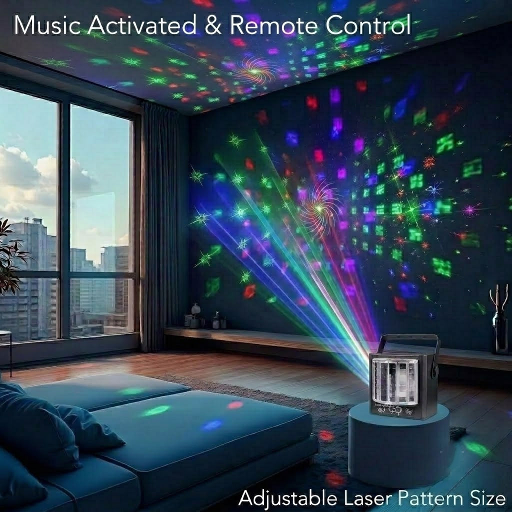 M14 Mini Schmetterling Laserlicht | LED+Laser RGBP 4-Farben USB Partylicht - Luzshow