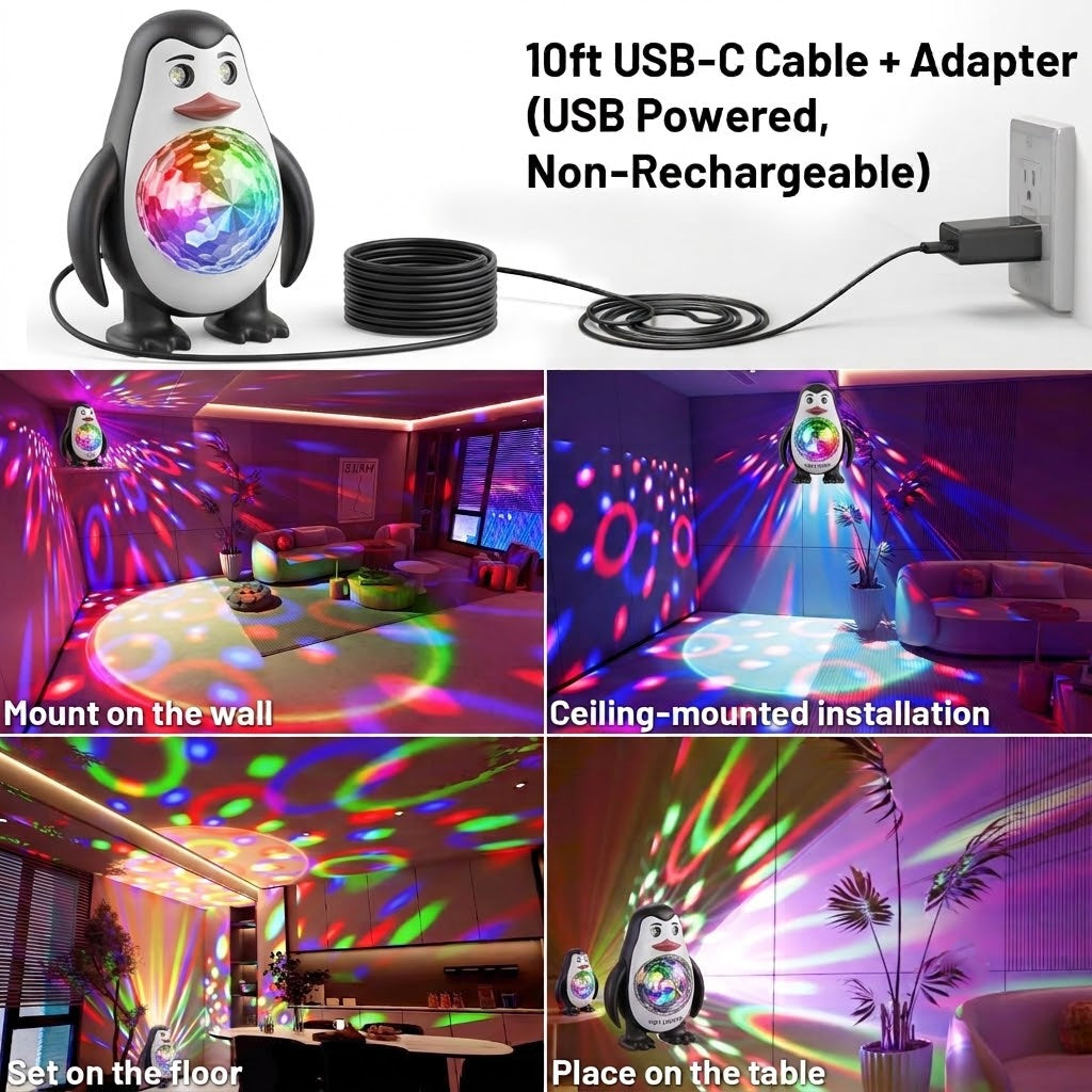 M16 Pinguin Mini Aurora Projektor Strahlungslicht | 6-Farben LED USB Bühnen Party Atmosphärenlicht - Luzshow
