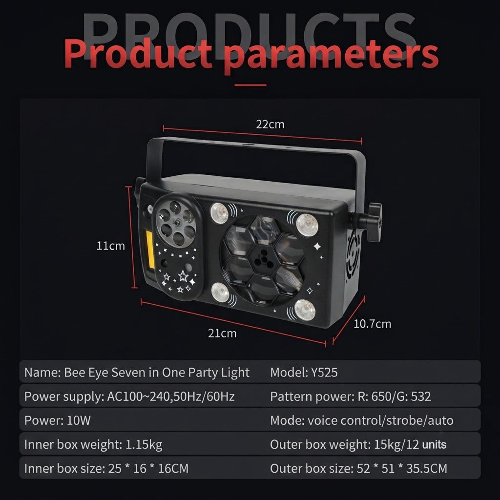 M8 7-in-1 Mixed Effect Partylicht | LED+Laser RGB DMX512 Bühnen-Partylichter - Luzshow