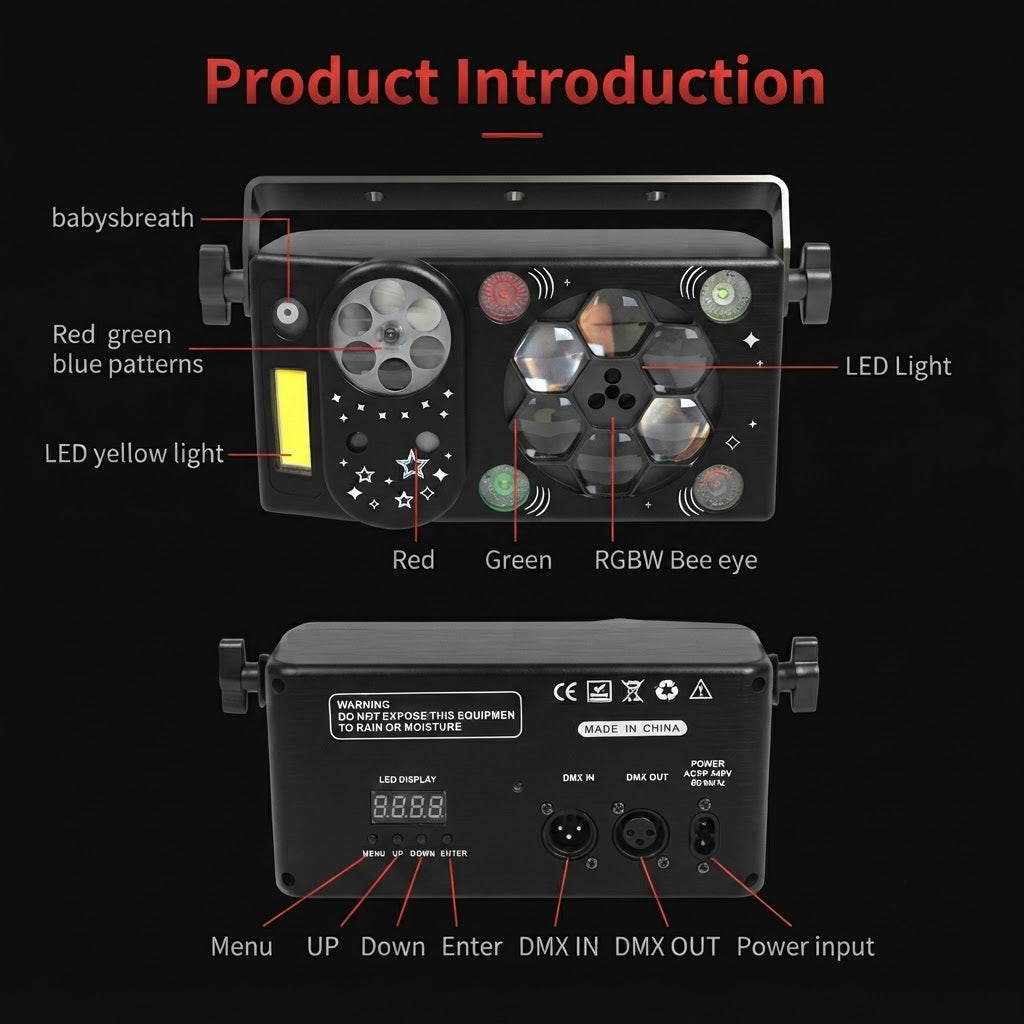 M8 7-in-1 Mixed Effect Partylicht | LED+Laser RGB DMX512 Bühnen-Partylichter - Luzshow