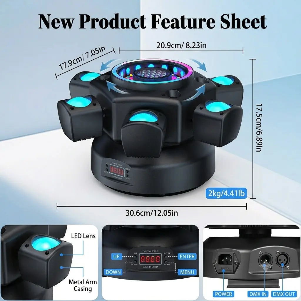 New Six-arm Mirror Effect Moving Head Light-E9