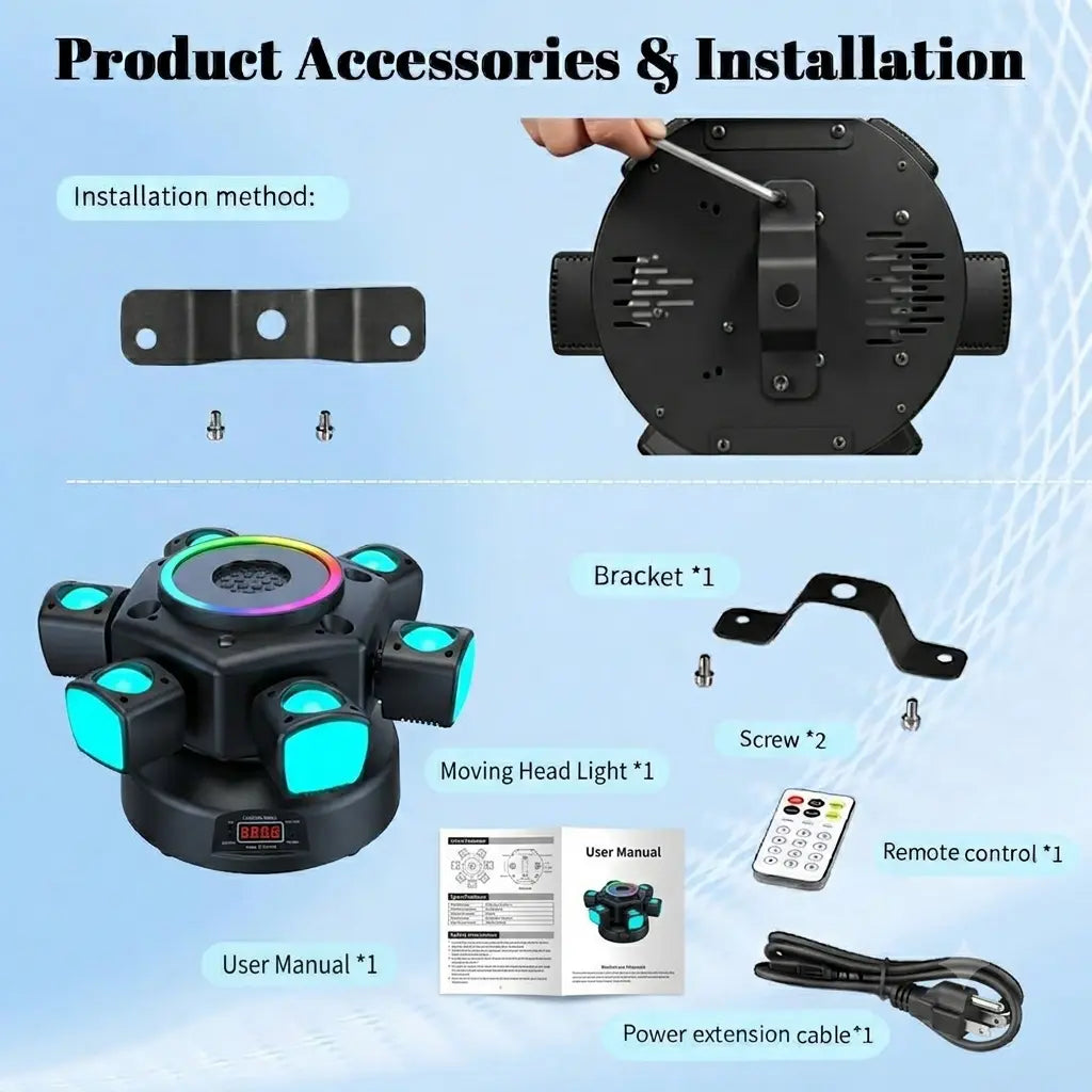 New Six-arm Mirror Effect Moving Head Light-E9