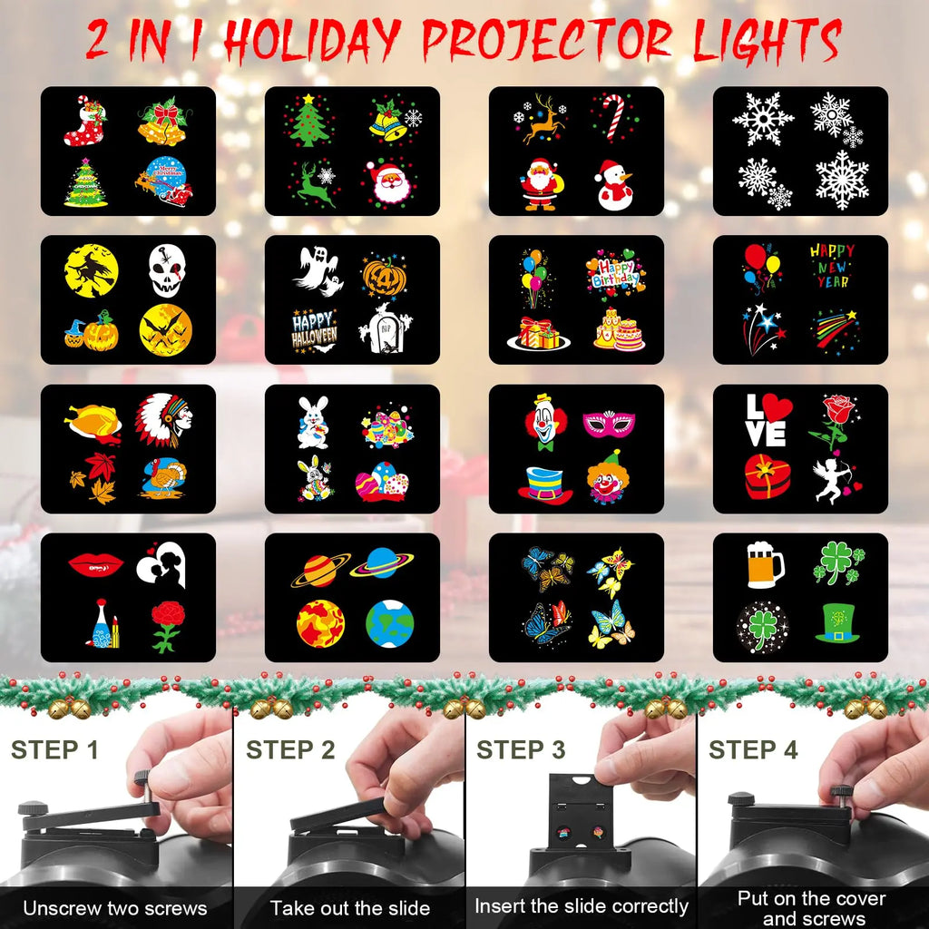 Christmas multi-pattern remote control projector light